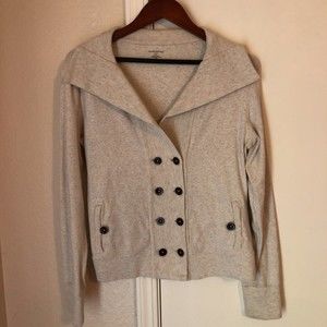 Banana Republic Womens Cardigan Sweater Gray Heathered Long Sleeve Collar L